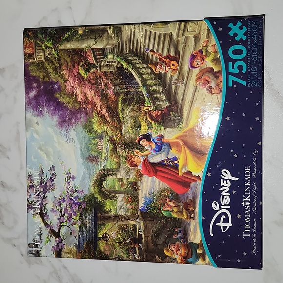 Disney Thomas Kinkade Snow White & 7 Dwarfs Puzzle and Poster. - Picture 1 of 4